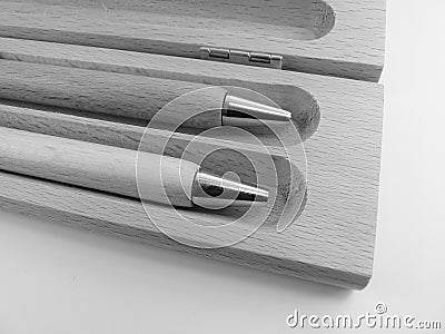 Wooden pens on isolated background Stock Photo