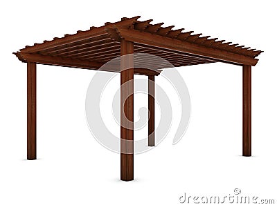 Wooden pergola on the white Stock Photo