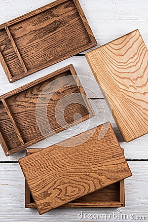 Wooden photo box for photo storag Stock Photo