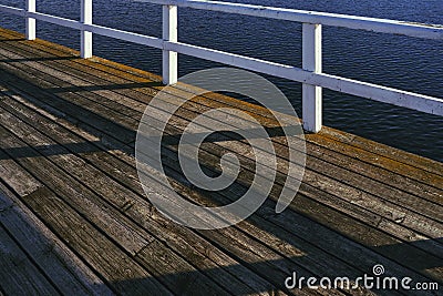 Wooden pier above the sea. Toten, Norway, in fall. Stock Photo