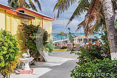 Wooden pier dock and ocean view at Caye caulker Belize Caribbean Editorial Stock Photo
