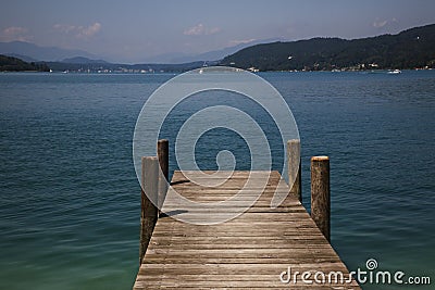 Wooden pier on lake Stock Photo