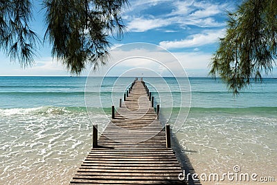 Wooden pier at resort in Phuket, Thailand. Summer, Travel, Vacation and Holiday concept. Stock Photo