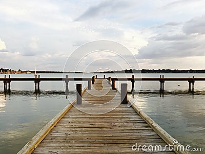 Wooden Pier, White Rock Lake, Dallas Texas Stock Photo