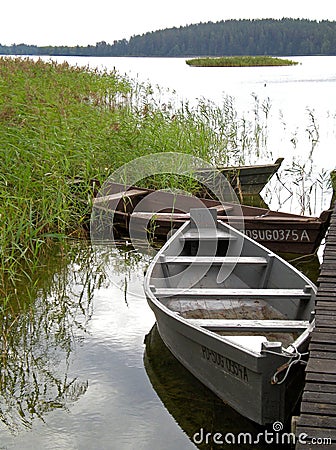 Wooden pier on Wigry Lake Editorial Stock Photo