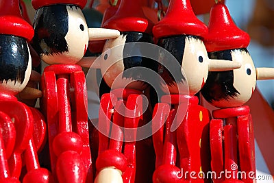 Wooden Pinocchio figures Stock Photo