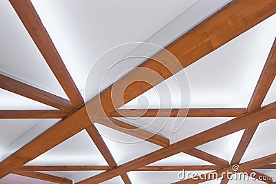 Wooden Planks Element Object Detail Part Interior Ceiling in White Light Decoration Stock Photo