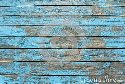 Wooden planks with peeling blue paint Stock Photo
