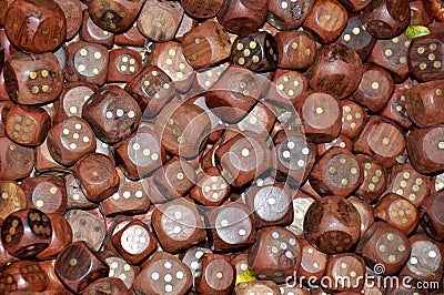 Wooden playing dices Stock Photo