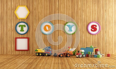 Wooden playroom with toys Stock Photo