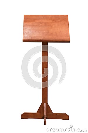 Wooden Podium Tribune Rostrum Stand Isolated on White Background Stock Photo