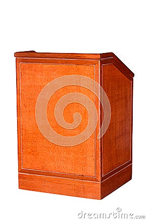 Wooden Podium Tribune Rostrum Stand Isolated on White Background Stock Photo