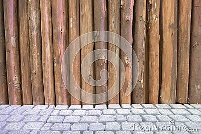 Wooden pole wall texture Stock Photo