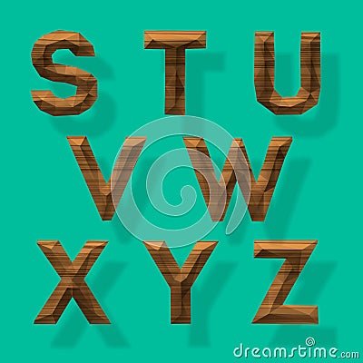 Wooden polygonal alphabet, part 3 Cartoon Illustration