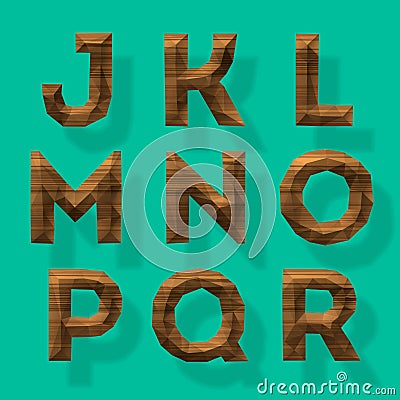 Wooden polygonal alphabet, part 3 Cartoon Illustration