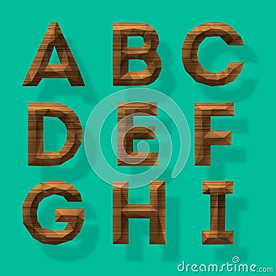 Wooden polygonal alphabet, part 3 Cartoon Illustration