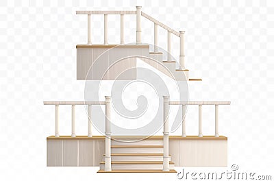 Wooden porch staircase Vector Illustration