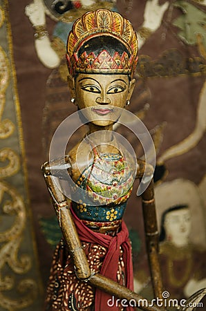 Wooden puppet in bali indonesia Stock Photo