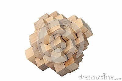 Wooden Puzzle - Isolated Stock Photo