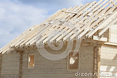 Wooden rafter framing Stock Photo