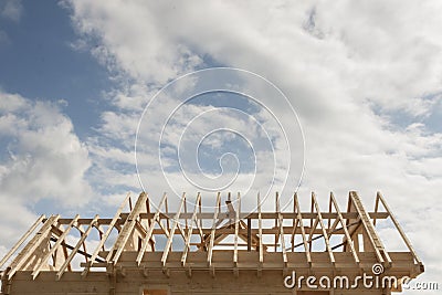 Wooden rafter framing Stock Photo