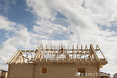 Wooden rafter framing Stock Photo