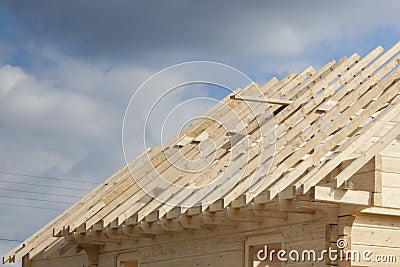 Wooden rafter framing Stock Photo