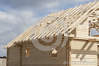 Wooden rafter framing Stock Photo