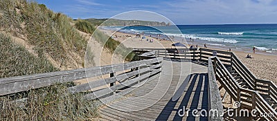 Wooden Ramp leading to Cape Woolami's wonderful surf beach on Phillip Island Victoria Editorial Stock Photo