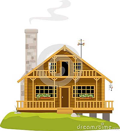 Wooden recreational lodge Vector Illustration