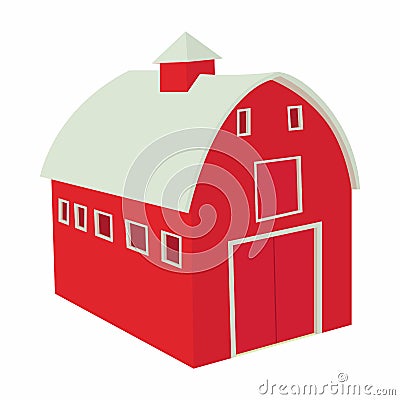 Wooden red barn icon in cartoon style Stock Photo