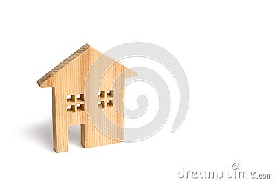 Wooden residential house on a white background. Mortgage and credit for the purchase. Minimalism. Isolate Real estate concept Stock Photo