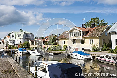 Wooden residential houses Trosa Editorial Stock Photo