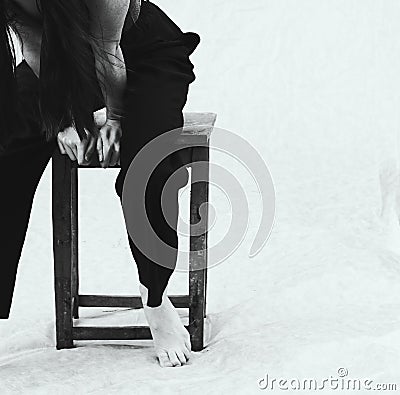 wooden retro chair. minimalist photography. Stock Photo
