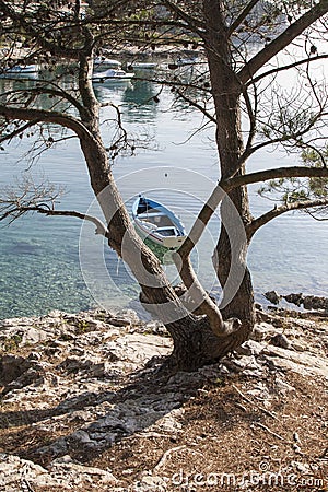 Wooden retro colorful fishing boat Editorial Stock Photo