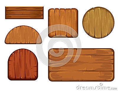 Wooden retro labels vector set. Different shapes of wood sign board Vector Illustration