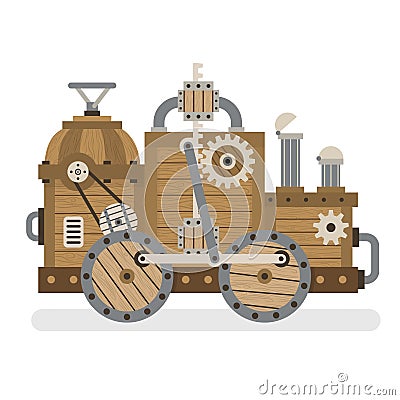 Wooden retro machine Vector Illustration