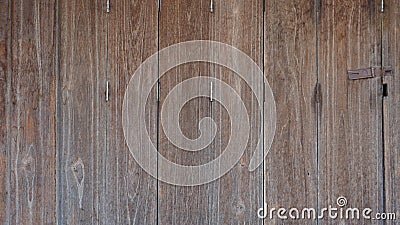 Wooden retro, vintage folding door is close, brown color tone ba Stock Photo