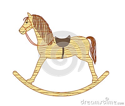 Wooden rocking horse Vector Illustration