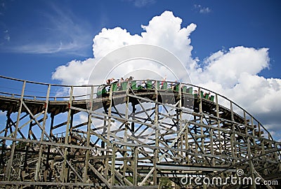 Wooden Roller Coaster Editorial Stock Photo