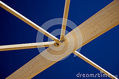Wooden roof beams Stock Photo