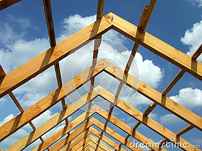 Wooden roof construction Stock Photo