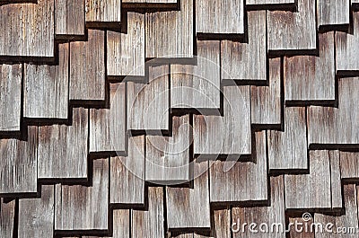 Wooden Roof Shingles Stock Photo