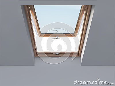 Wooden roof window. Vector Illustration