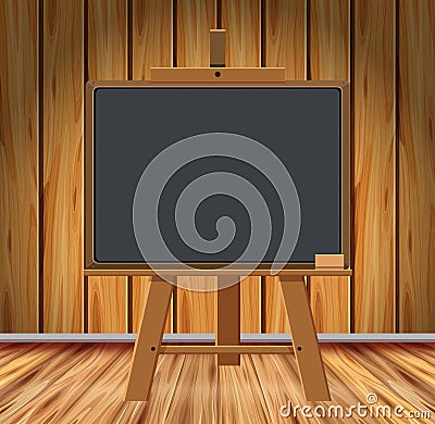 Wooden room with chalkboard Vector Illustration