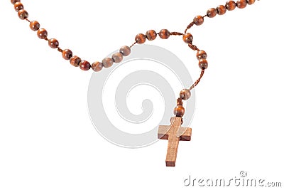 Wooden rosary beads Stock Photo