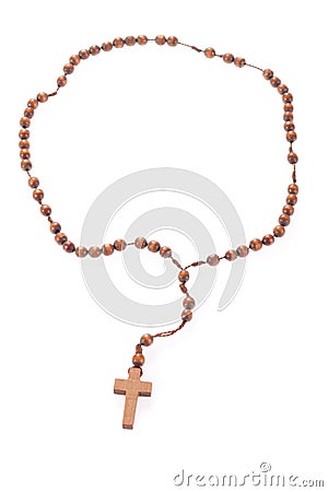 Wooden rosary beads Stock Photo