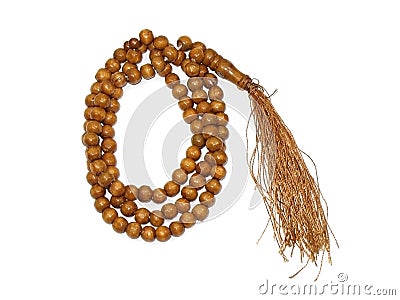 Wooden rosary isolated Stock Photo