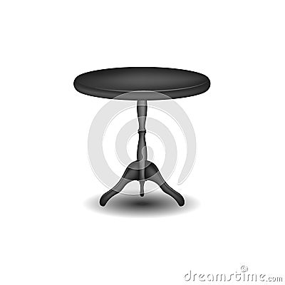 Wooden round table in black design Vector Illustration