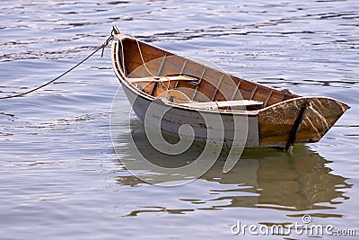 Wooden row boat Stock Photo